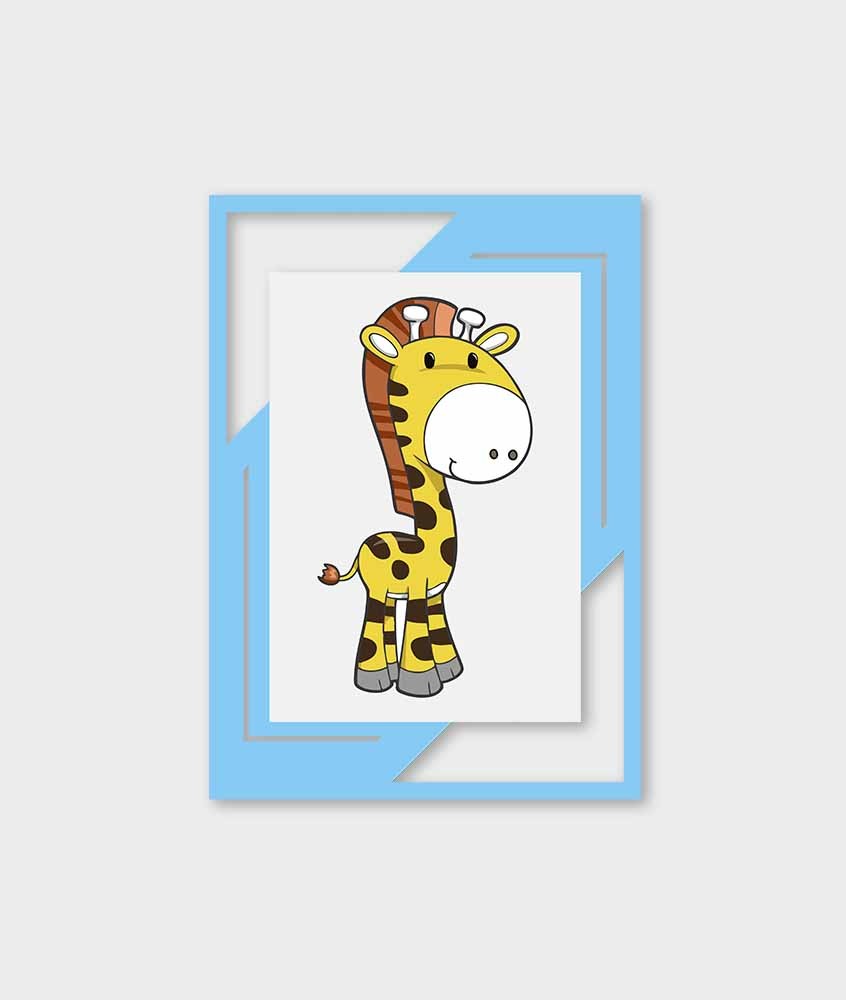 Quadro Newborn Menino: Baby e as Girafinhas