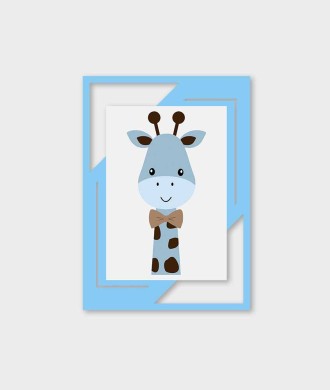 Quadro Newborn Menino: Baby e as Girafinhas